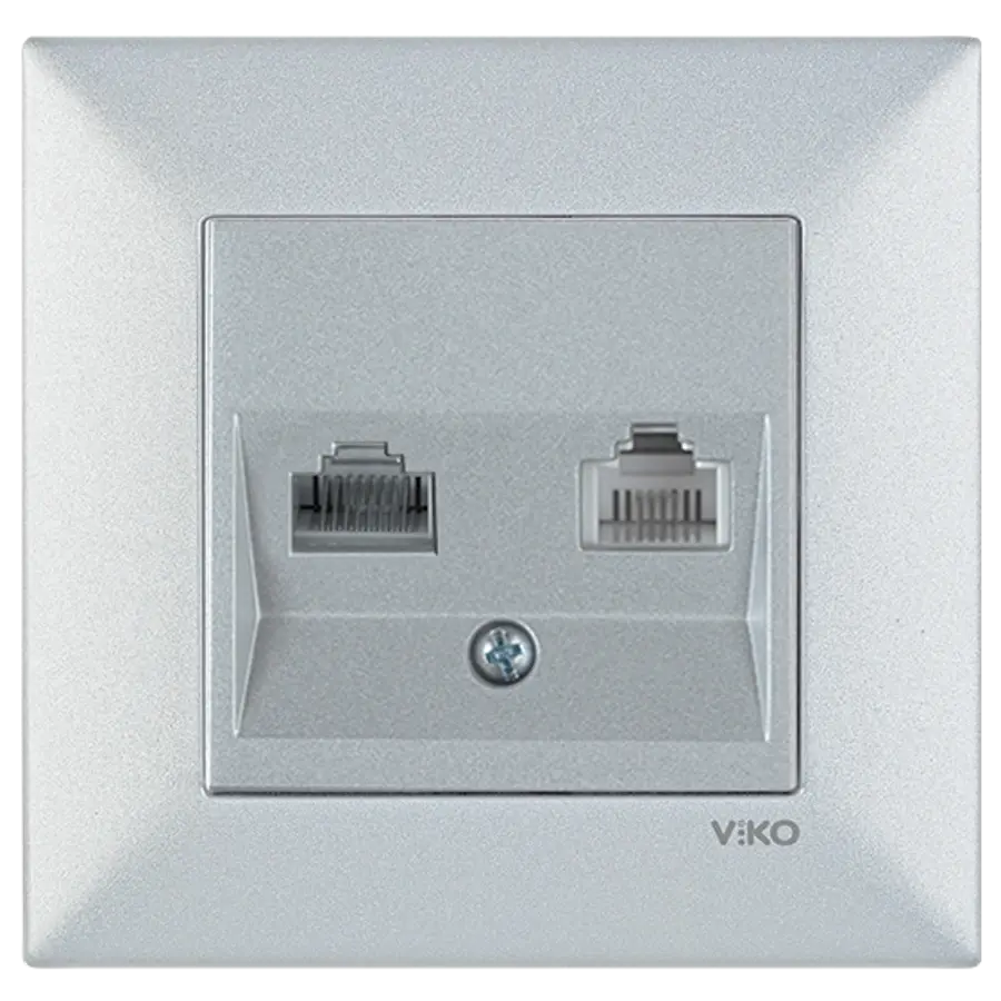 Viko Artline Trenda Data-Numeris Telefon Prizi (RJ45-CAT5E-RJ11) (Çerçeve Hariç) Gümüş