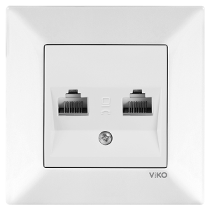 Viko Meridian İkili Data Prizi (2 x RJ45 CAT6) (Çerçeve Hariç) - Beyaz
