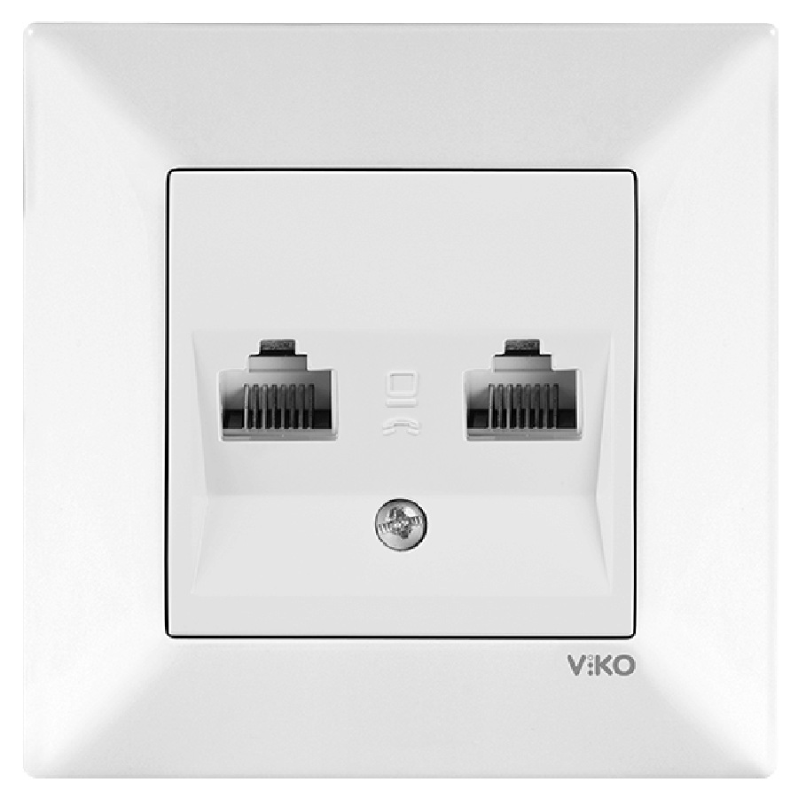Viko Meridian İkili Data Prizi (2 x RJ45 CAT6) (Çerçeve Hariç) - Beyaz