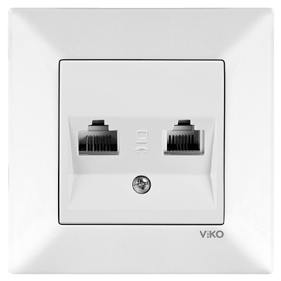 Viko Meridian Data-Numeris Telefon Prizi (RJ45-CAT6-RJ11) (Çerçeve Hariç) - Beyaz