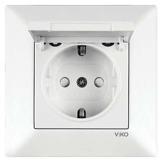 Viko Meridian Çocuk Korumalı Kapaklı Topraklı Priz (Çerçeve Hariç) - Beyaz