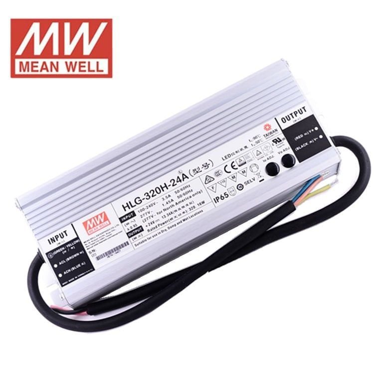 MEANWELL- HLG-320H-24A 24Vdc 13.34Amp ADJ  Led Sürücü - Güç kaynağı