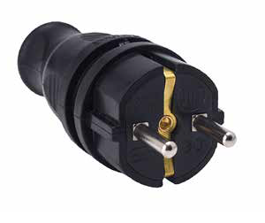 Bylion Kef-F Kauçuk Monofaze Düz Fiş Ip44 F Type (Schuco) Siyah