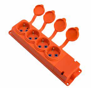 Bylion 4kmp-F Turuncu Kauçuk Monofaze Dörtlü Grup Priz Ip44 Y Type