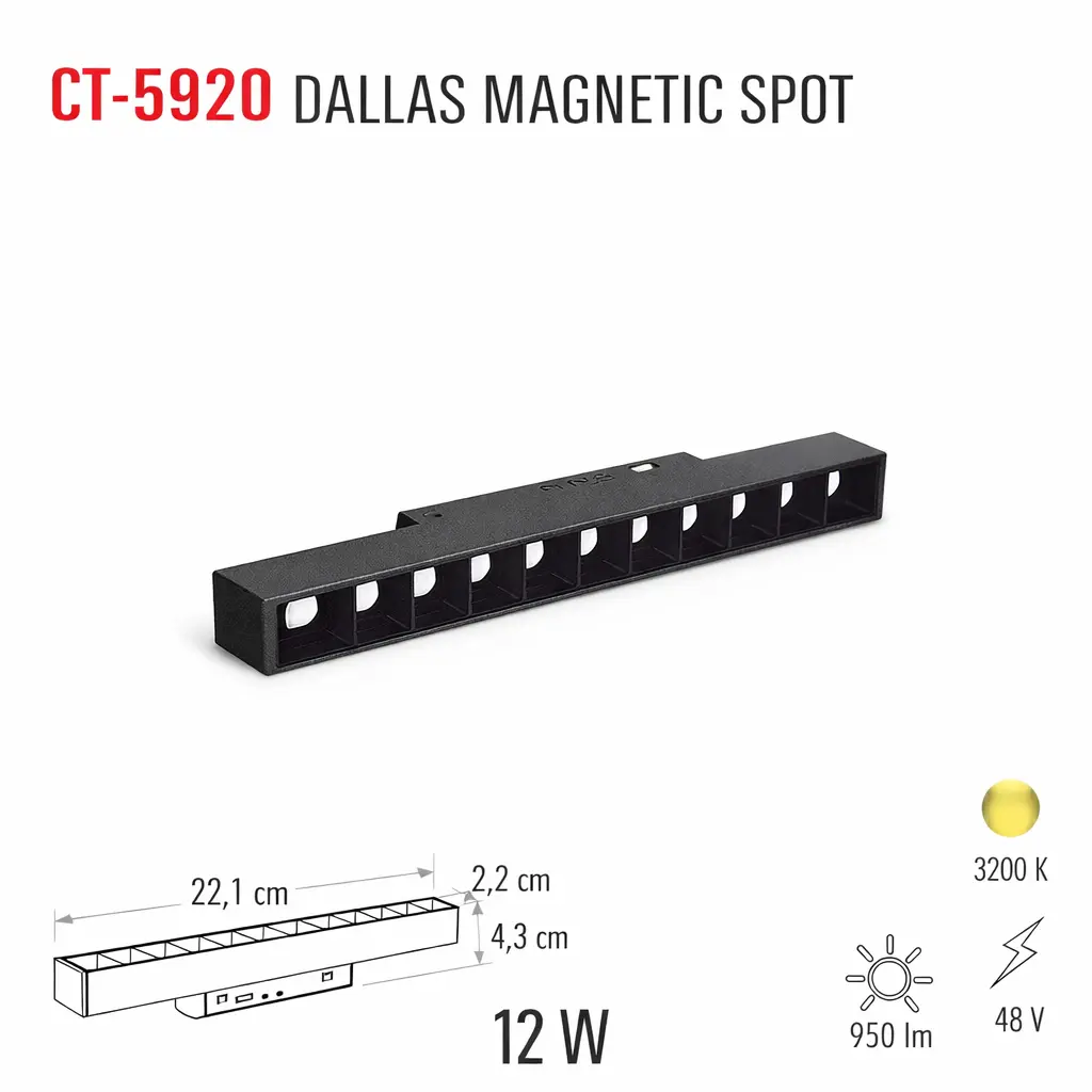 Cata 12w Dallas Magnetic Spot Gün Işığı CT-5920