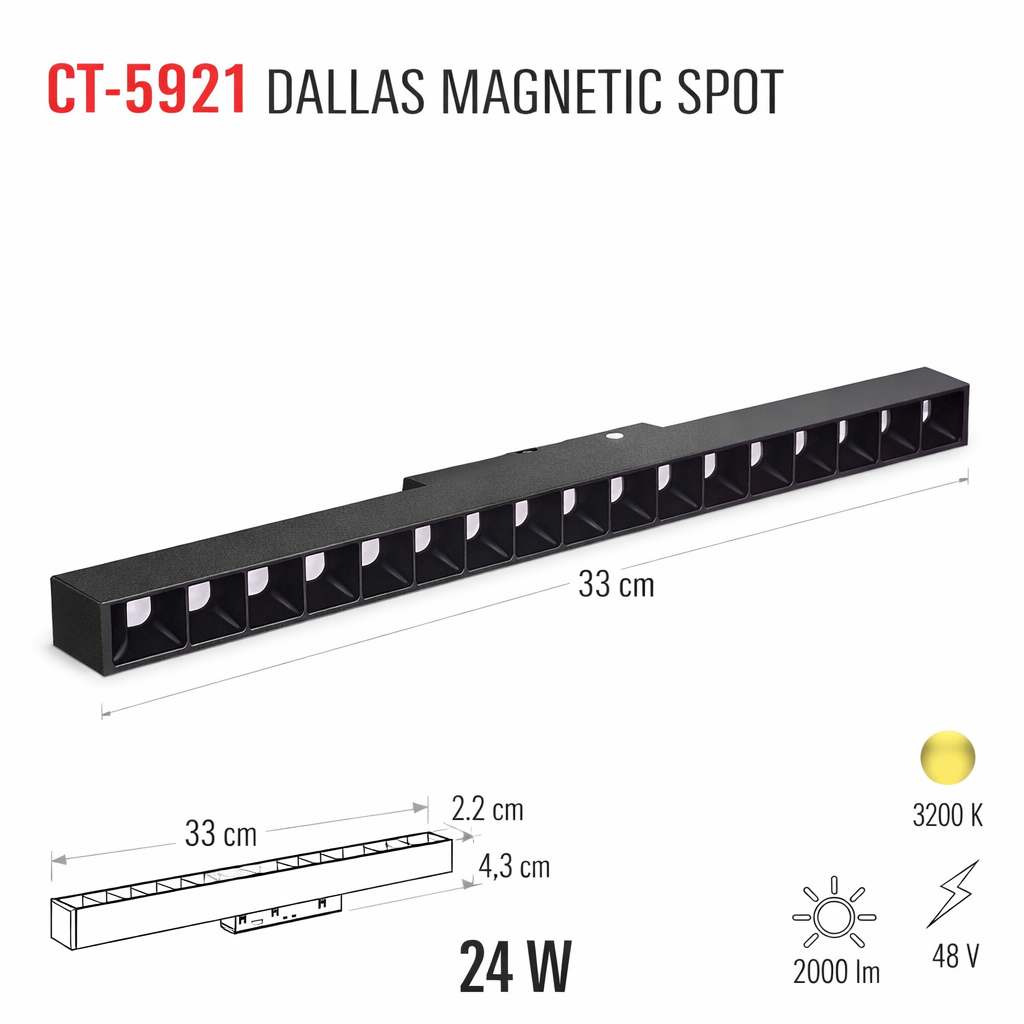 Cata 24w Dallas Magnetic Spot Gün Işığı CT-5921