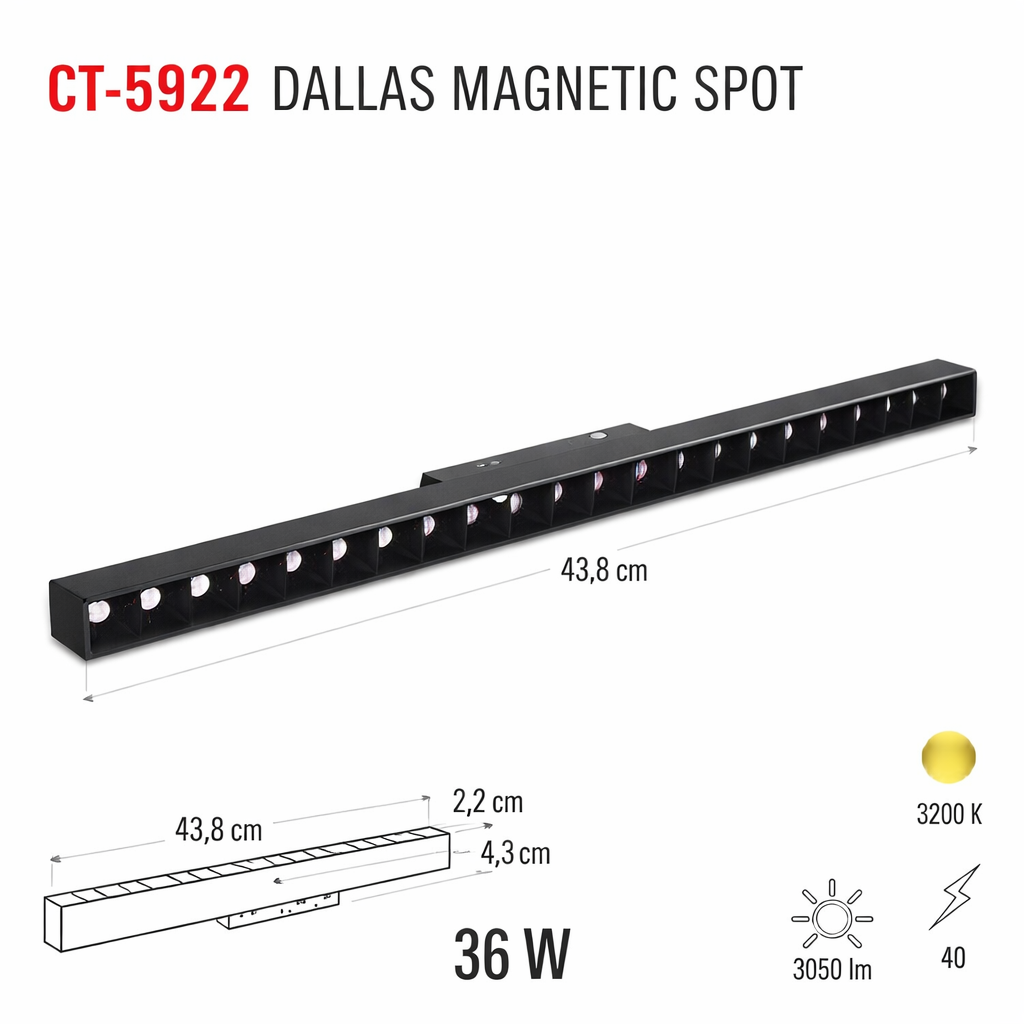 Cata 36w Dallas Magnetic Spot Gün Işığı CT-5922