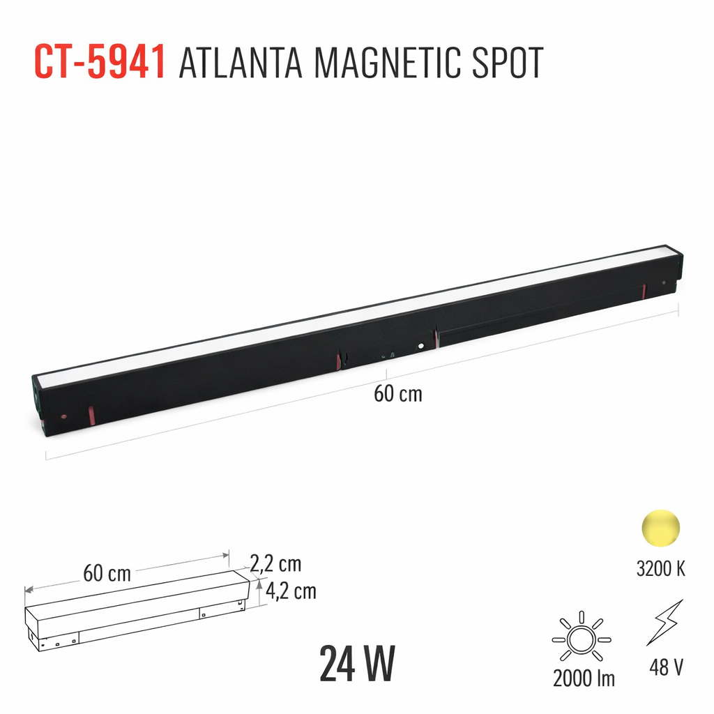 Cata 24w Atlanta Magnetic Spot Gün Işığı CT-5941