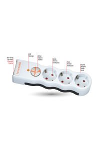 Tunçmatik Üçlü Beyaz Powersurge Akım Korumalı Priz TSK5083 - TSK19009