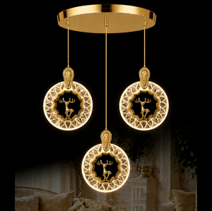 Nord Light NL-1022 3'lü Geyik Sarkıt 3 Renk LED'li Avize Gold