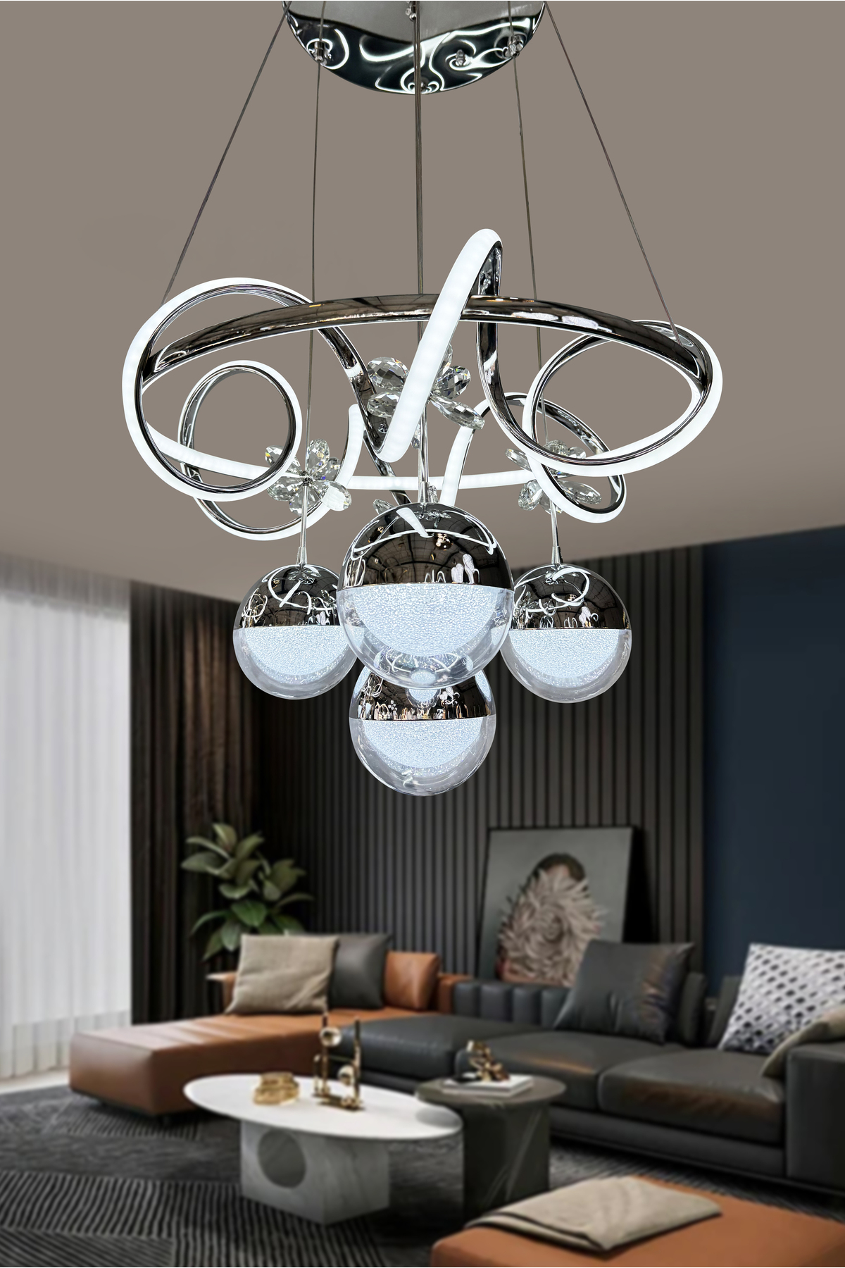 Nord Light 4 Toplu Kure 3 Renk Ledli Avize Krom NL-1027