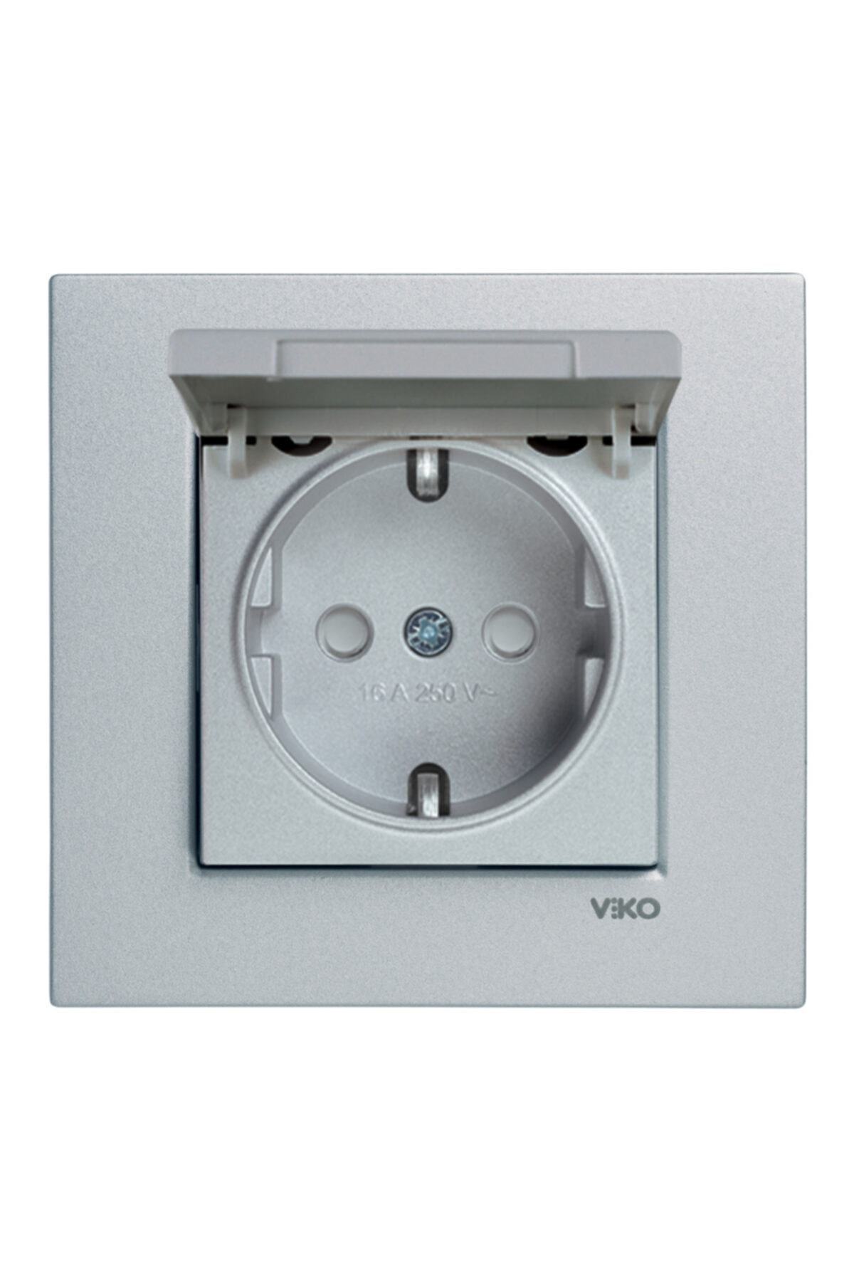 Viko Artline Novella Kapaklı Topraklı Priz ( Çerçeve Hariç ) Gümüş