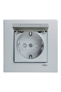 Viko Artline Novella Kapaklı Topraklı Priz ( Çerçeve Hariç ) Gümüş