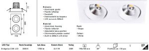 Jupiter 2’li Hareketli LED Spot  Beyaz LS442