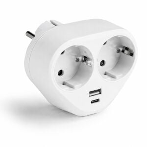 Famatel TT İkili Adaptör USB-A & USB-C Çıkışlı 5V 3.4A 16A 250V Beyaz 1322