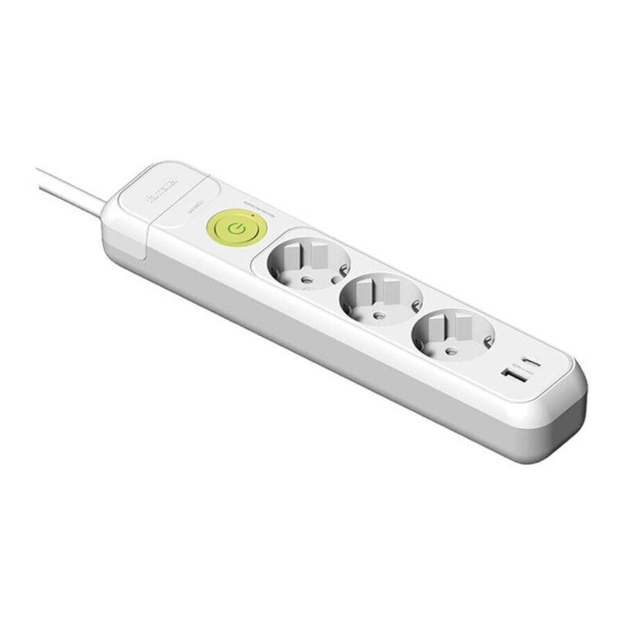 Famatel Üçlü Topraklı Anahtarlı Grup Priz USB-A & USB-C 16A 250V 1,5 Metre 3x1,5mm² Kablolu Beyaz 2633