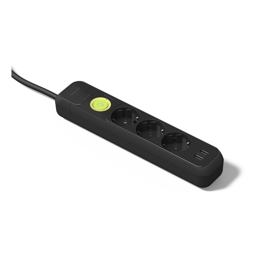 Famatel Üçlü Topraklı Anahtarlı Grup Priz USB-A & USB-C 16A 250V 1,5 Metre 3x1,5mm² Kablolu Siyah 2633-N