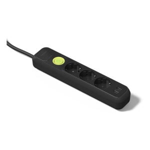 Famatel Üçlü Topraklı Anahtarlı Grup Priz USB-A & USB-C 16A 250V 1,5 Metre 3x1,5mm² Kablolu Siyah 2633-N