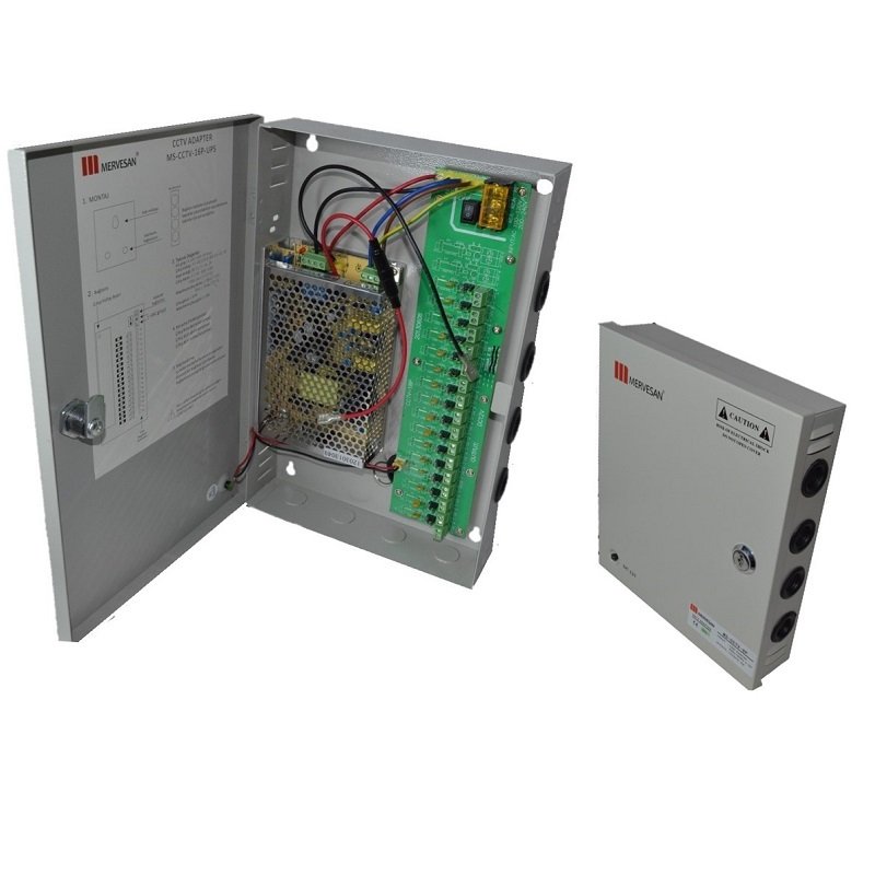 Mervesan 120W 12VDC 10A CCTV Kamera Güç Kaynağı MS-CCTV-16P/UPS