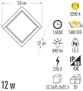 Cata 15 Watt Led Aplik 3200K Gün Işığı CT-7074