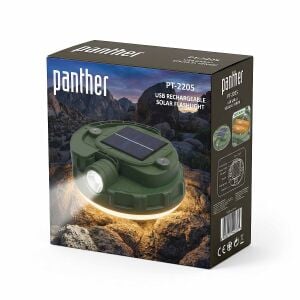 Panther Solar Panelli Dimmerli USB Şarjlı Hibrit El Feneri 10W LED 1000 Lümen – PT-2205