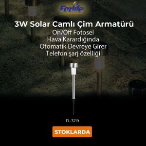 Forlife 3W 3200K-6500K- Solar Camlı Çim Armatürü FL-3219