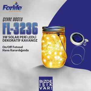 Forlife 3W 3200K-RGB- Solar Peri Ledli Dekoratif Kavanoz FL-3236