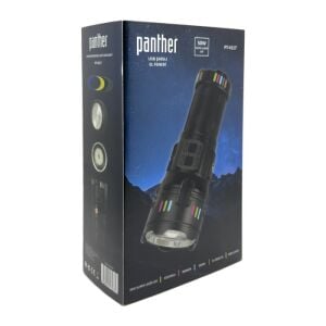 Panther 50W Lazer LED El Feneri 6000 Lümen USB Type-C Şarjlı Zoomlu 4x18650 Profesyonel PT-4117