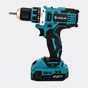 ASSUR 12V XR Li-ion Mavi Renk Akülü Şarjlı Matkap Çift Akülü 1500mAh 10 mm Mandren LED Aydınlatmalı