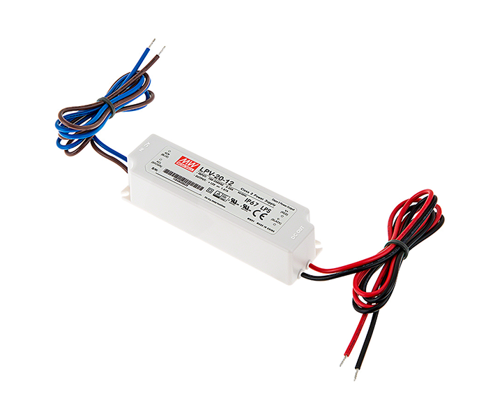 MEANWELL- LPV-20-12 12VDC 1.67Amp IP67  Led Sürücü - Güç kaynağı