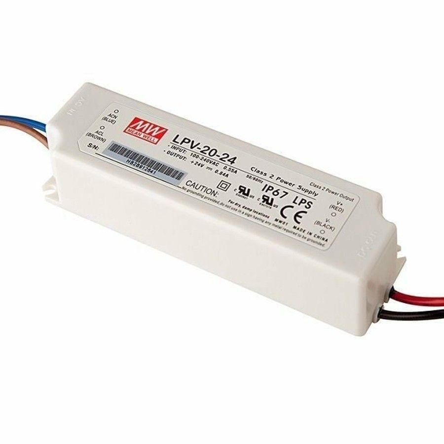 MEANWELL- LPV-20-24 	24VDC 0.84Amp IP67  Led Sürücü - Güç kaynağı