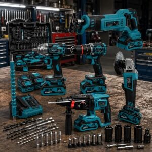 21V Darbeli Şarjlı 5li Set Kırıcı Delici Hilti - Taşlama - Somun Sıkma S. - Tilki Kuyruğu - Matkap
