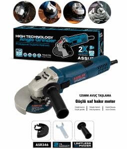 Assur 850W Avuç Taşlama Makinesi 125mm Bakır Sargılı Spiral