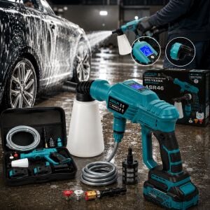 Assur 21V 2 BATARYA Kömürsüz Motor Dijital Ekranlı Yüksek Basınçlı Akülü Şarjlı Oto Araba Yıkama Makinesi