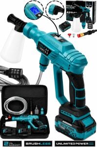 Assur 21V 2 BATARYA Kömürsüz Motor Dijital Ekranlı Yüksek Basınçlı Akülü Şarjlı Oto Araba Yıkama Makinesi