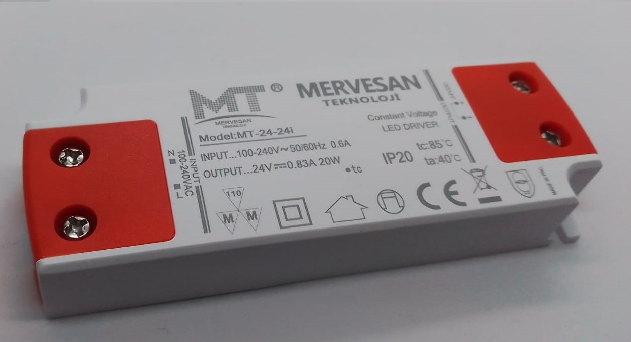 Mervesan 24W 12V 1.67A Plastik Kasa Sabit Voltaj AC/DC (SMPS) Adaptör MT-24-12İ