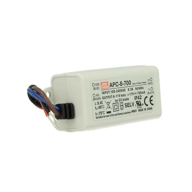 MEANWELL- APC-08-700 6~11Vdc 700mA IP44  Led Sürücü - Güç kaynağı