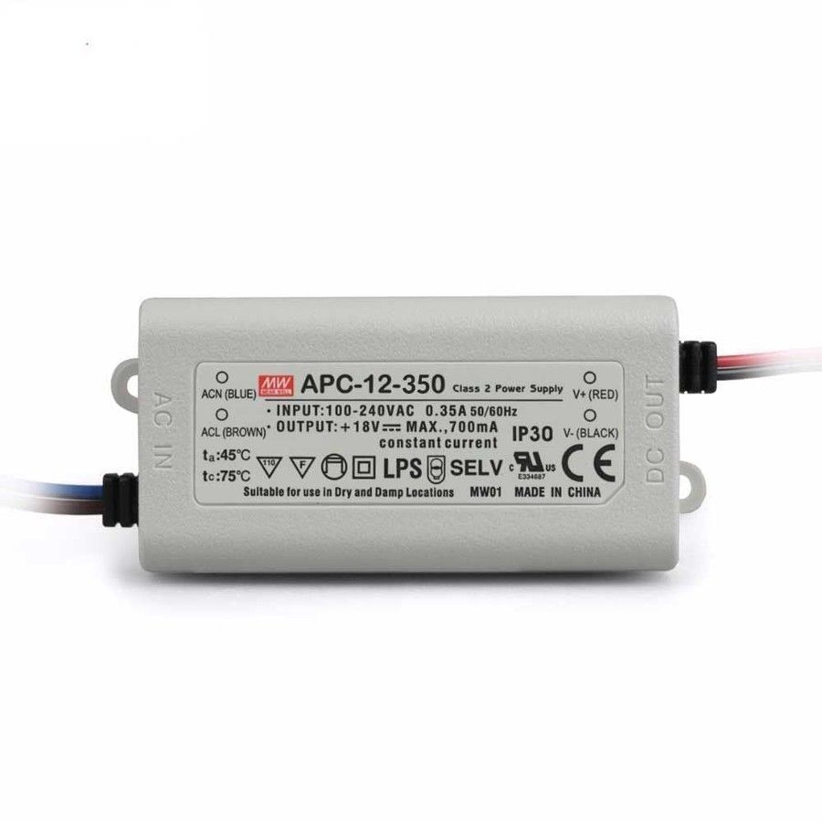 MEANWELL- APC-12-350 	9~36Vdc 350mA IP30  Led Sürücü - Güç kaynağı