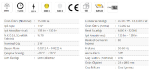 Cata 3W  Sıva Altı Led Panel Spot 3000K CT-5144 - Gün Işığı - Alüminyum Kasa