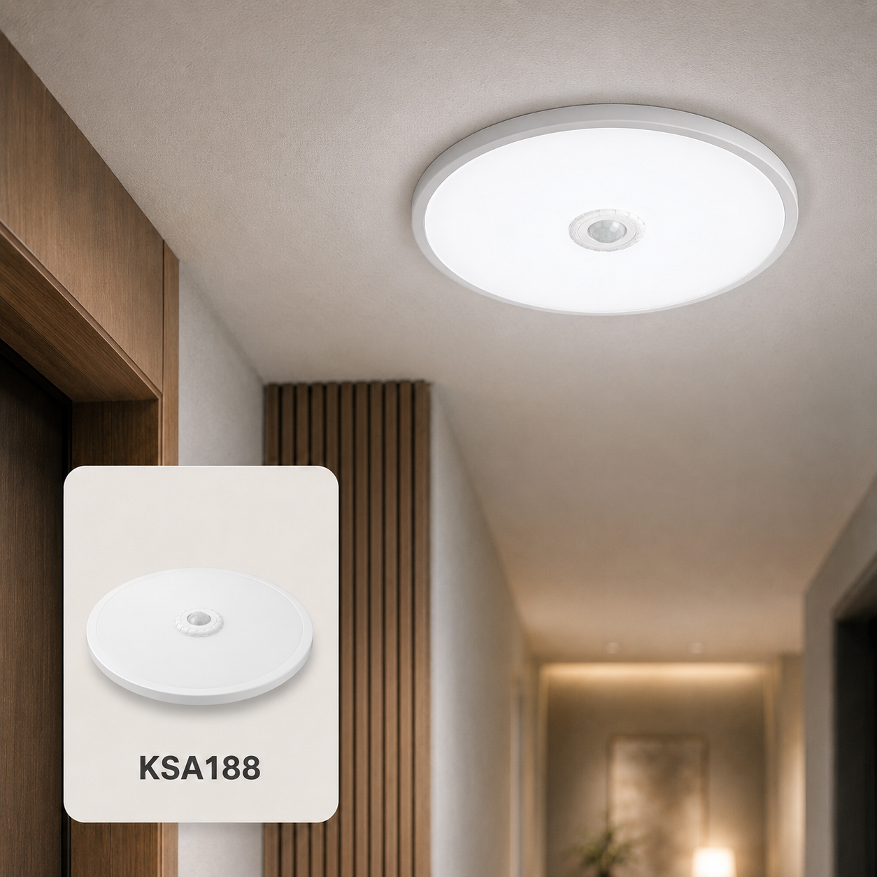 K2 KSA188 18W Hareket Sensörlü LED Tavan Armatürü 2200 Lümen 6500K Beyaz Işık