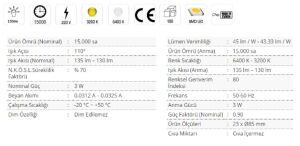 Cata 3W  Sıva Altı Led Panel Spot 3000K CT-5144 - Gün Işığı - Alüminyum Kasa