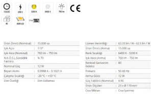 Cata 12W Sıva Altı Led Panel Spot 6500K Beyaz Işık CT-5147B
