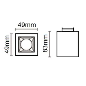 Jupiter 3000K Gün Işığı Beyaz & Gun Metal Sıva Üstü Kare 5 Watt Led Tavan Armatür Gu10 LC603 B