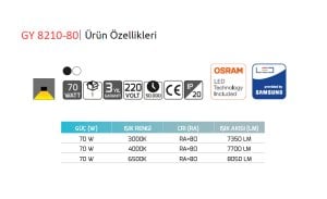 Goya 70w Sıva Üstü ve Sarkıt Lineer Armatür  - GY 8210-80