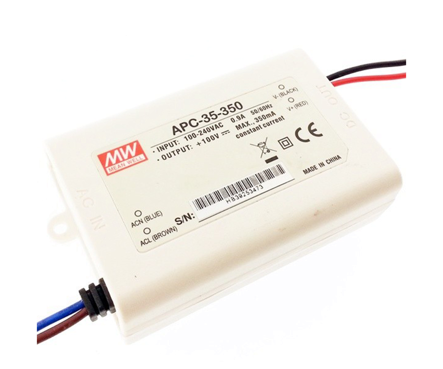 MEANWELL- APC-35-350 28~100Vdc 350mA IP30  Led Sürücü - Güç kaynağı