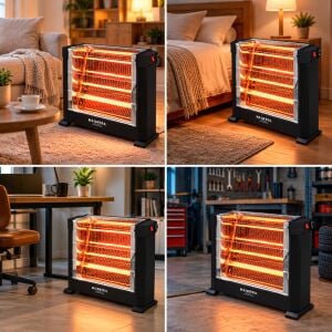 Kumtel Siyah Mini Şömine Isıtıcı 2200W