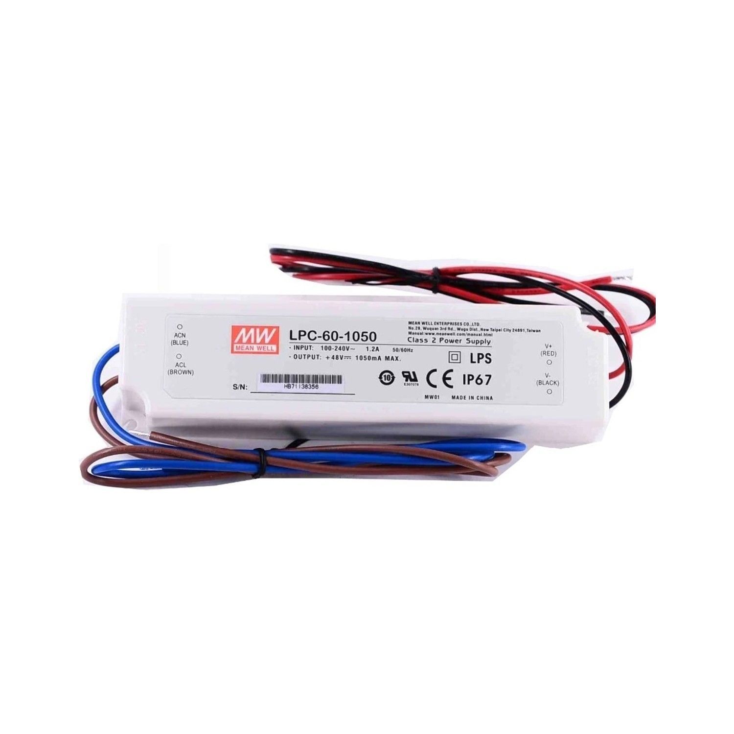 MEANWELL- LPC-60-1050 9~48Vdc 1050mA IP67  Led Sürücü - Güç kaynağı