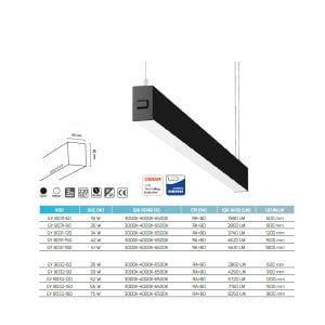 Goya 52W 120 cm Sıva Üstü Lineer Armatür Medium-120 3000K Gün Işığı - Siyah