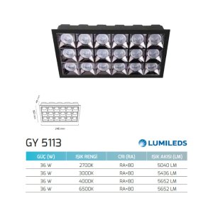 Goya 36 W Lumileds Sıva Altı Power Led Armatür GY 5113