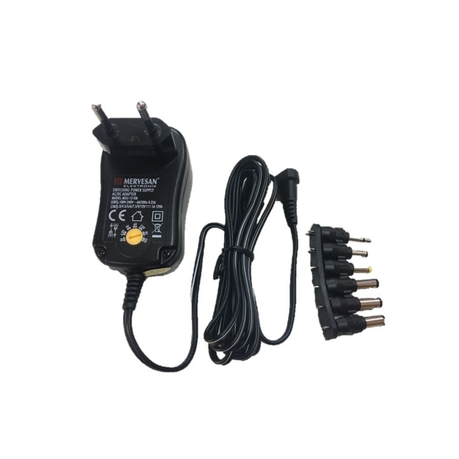 Mervesan 1A 12W Üniversal Tip Kademeli Ac/Dc Smps Adaptör MTU-12KM